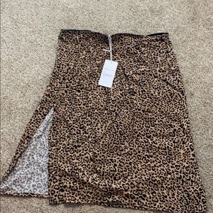 Reformation Leopard print side slit skirt